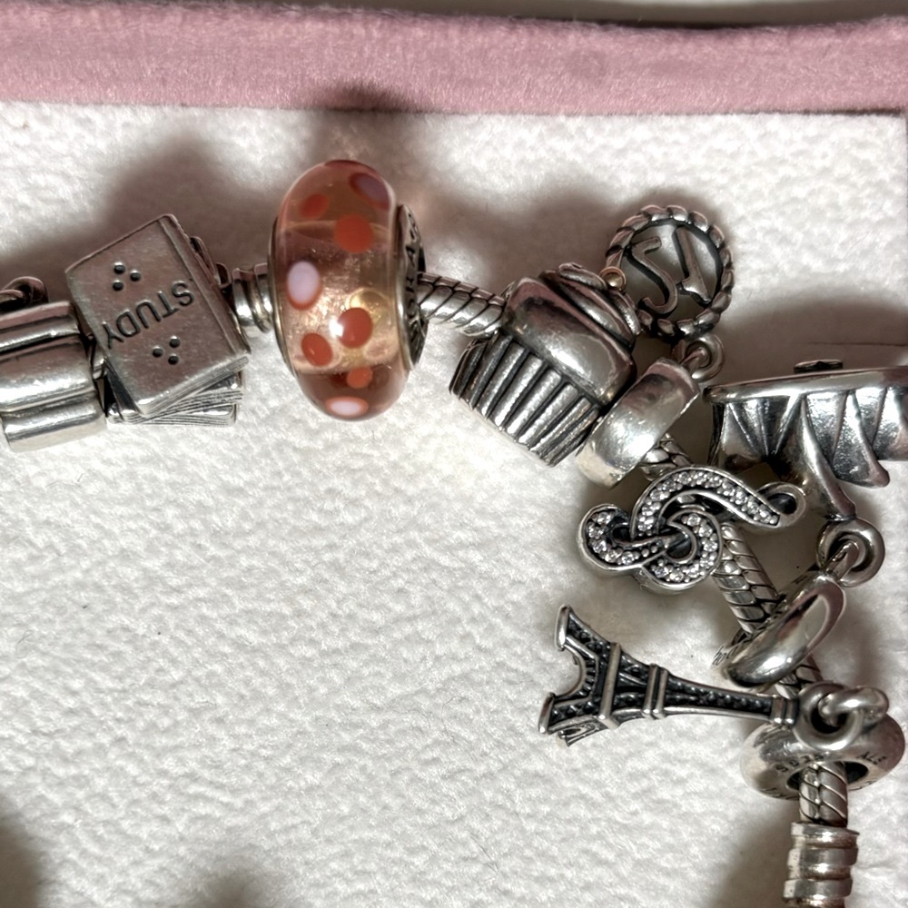 Pandora Pink Red and Orange glass bead charm